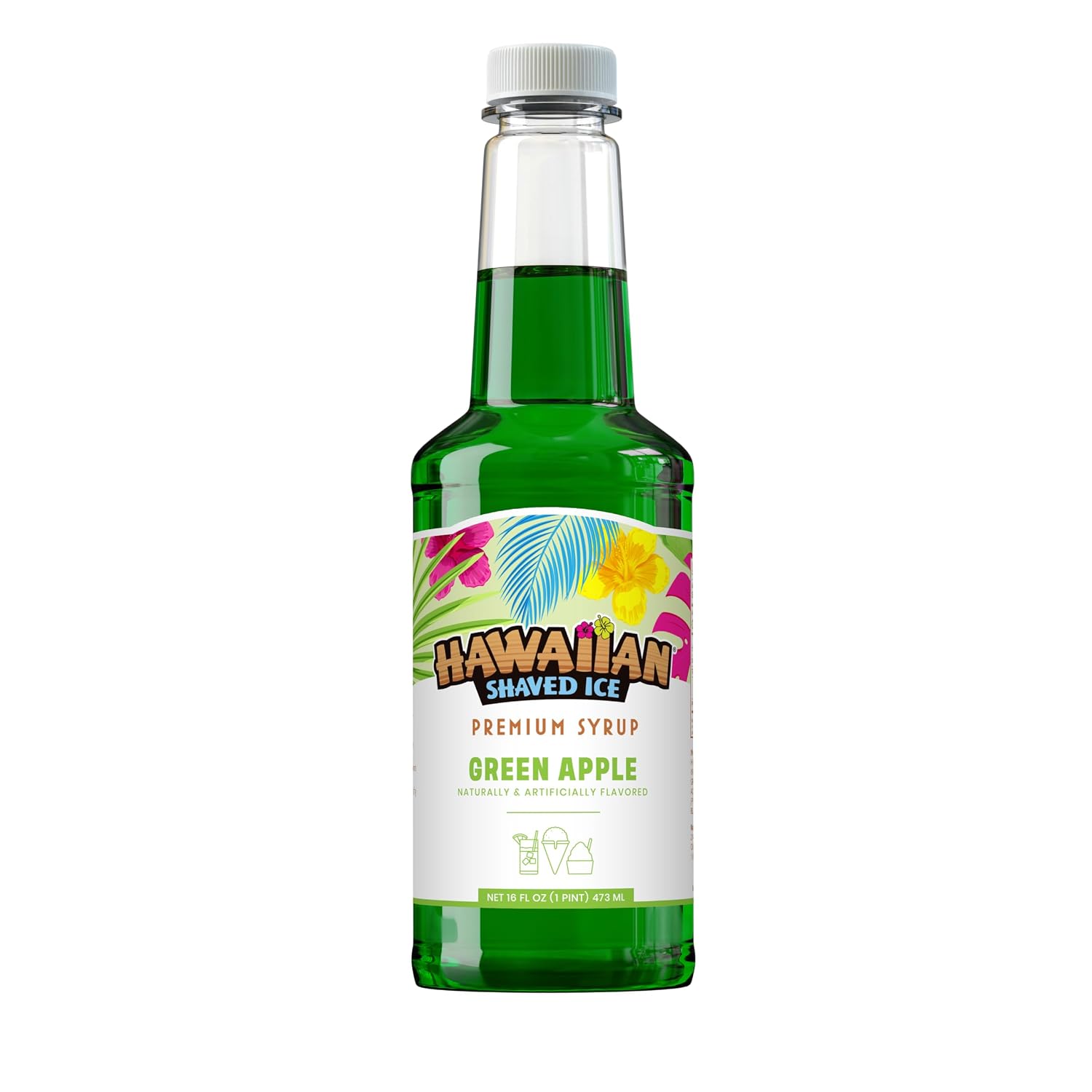 Hawaiian Shaved Ice Blue Raspberry Syrup - Made Nut Soy Dairy Free in the USA - Flavor Fluffy Shaved & Crunchy Snow Cone - Shelf Stable After Opening - Makes 8 Servings - 16 ounces