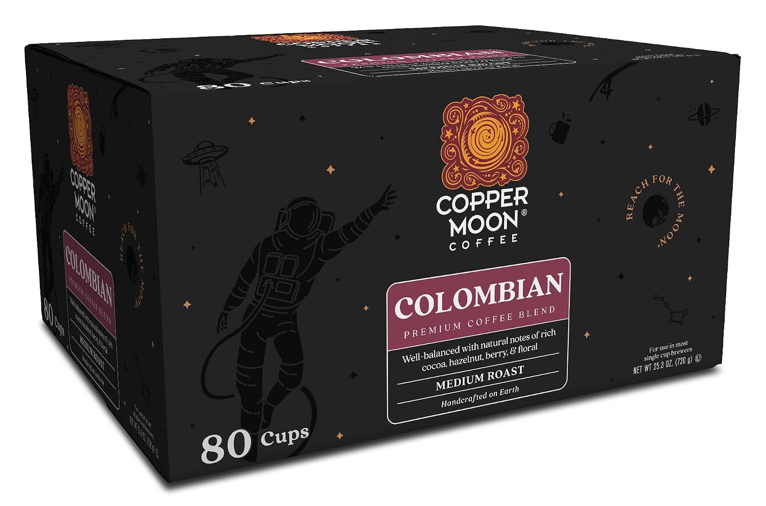 Copper Moon K-Cup Coffee Pods, Medium Roast, Costa Rican Blend, 80 Count | Single Serve, Vegan, Allergen Free, Non-GMO, Kosher, Small Batch Roasted, Vegetarian, Compatible with Keurig K Cup Brewers