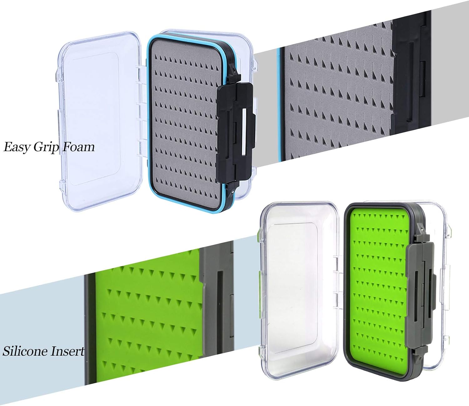 Maxcatch Waterproof Double-Sided Fly Box - Lightweight & Durable Fly Fishing Box with Clear Lid & Easy Grip Foam for Dry & Wet Flies Storage
