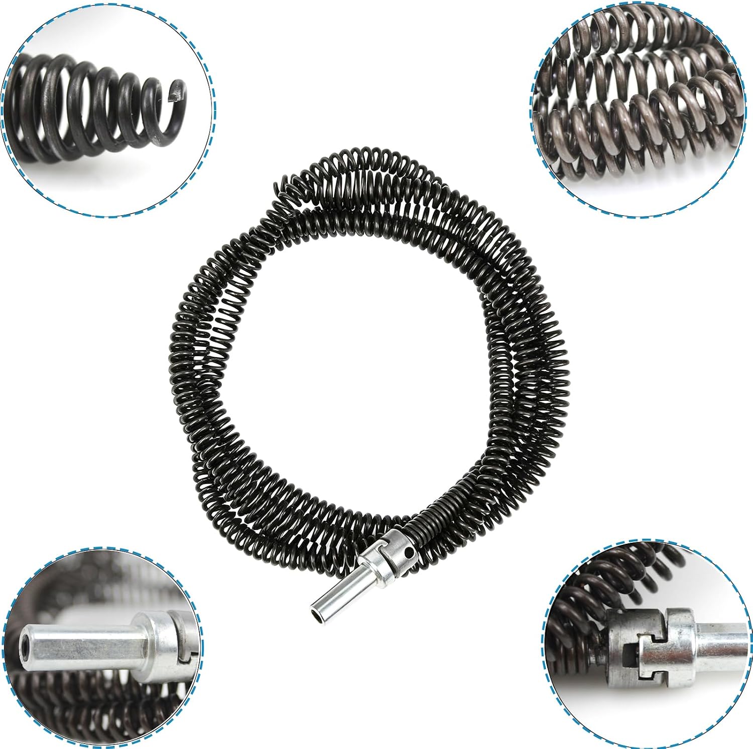 Amonk 6.5Ft Drill Snake for Plumbing Drain Auger Cable with Drill Connector | 10mm Diameter, Flexible&Reusable Plumbing Snake Clog Remover for Kitchen