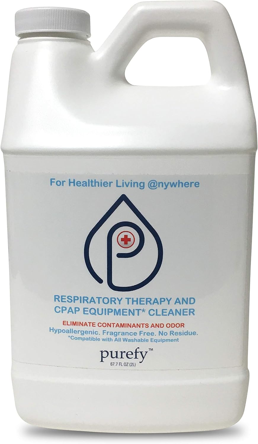 PUREFY CPAP Equipment Cleaner and Pre-wash (68oz). No Rinse. No Residue. Near Odorless. Hypochlorous Technology. Unscented. Eliminate Contaminants