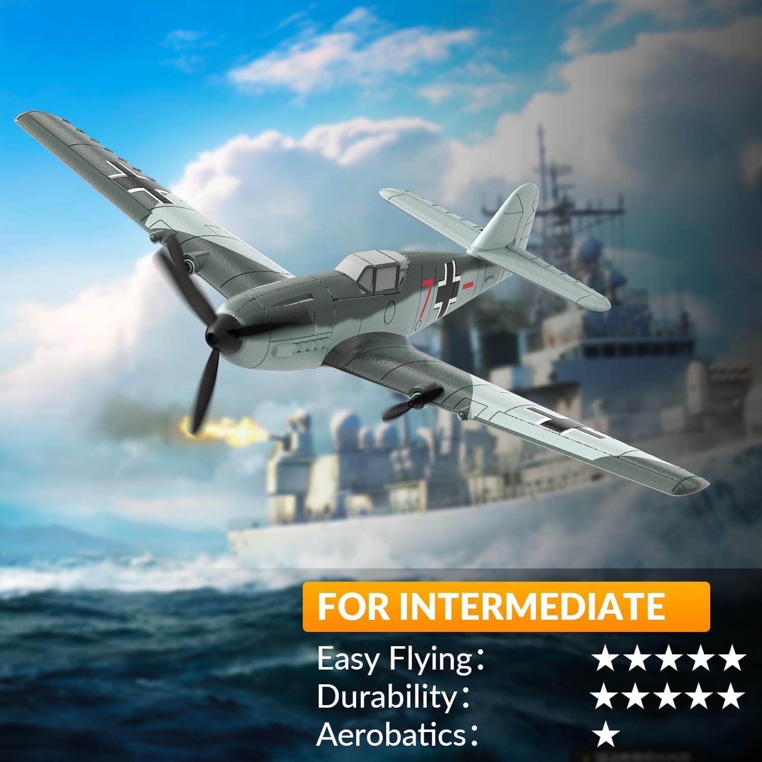 volantexrc RC Plane, 3 Channel Remote Control Plane for Beginners & Adults | Spitfire Fighter RTF, 6-Axis Gyro, 2.4GHz Radio Controlled Aircraft, Easy to Fly