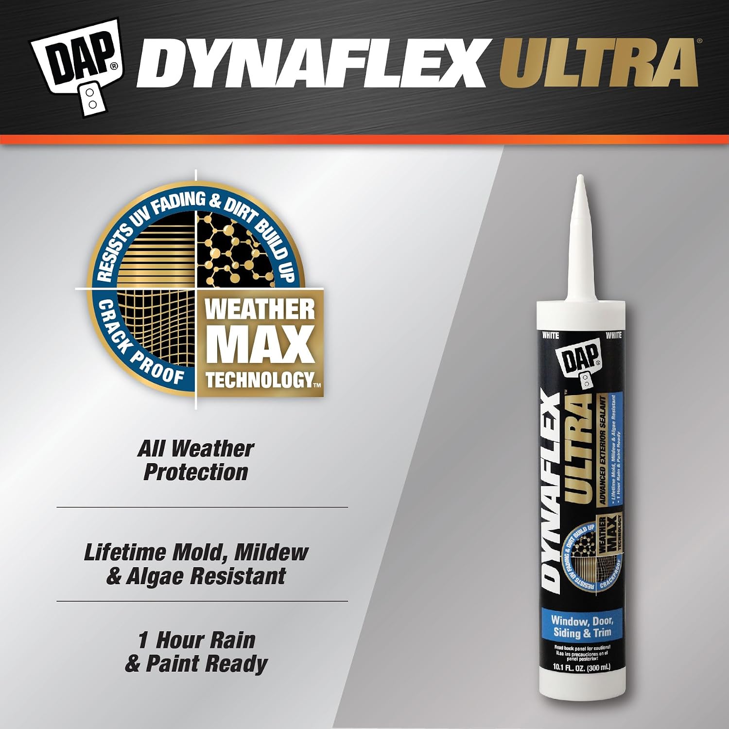 DAP Dynaflex Ultra Advanced Exterior Sealant, White, 10.1 Oz (7079818211)