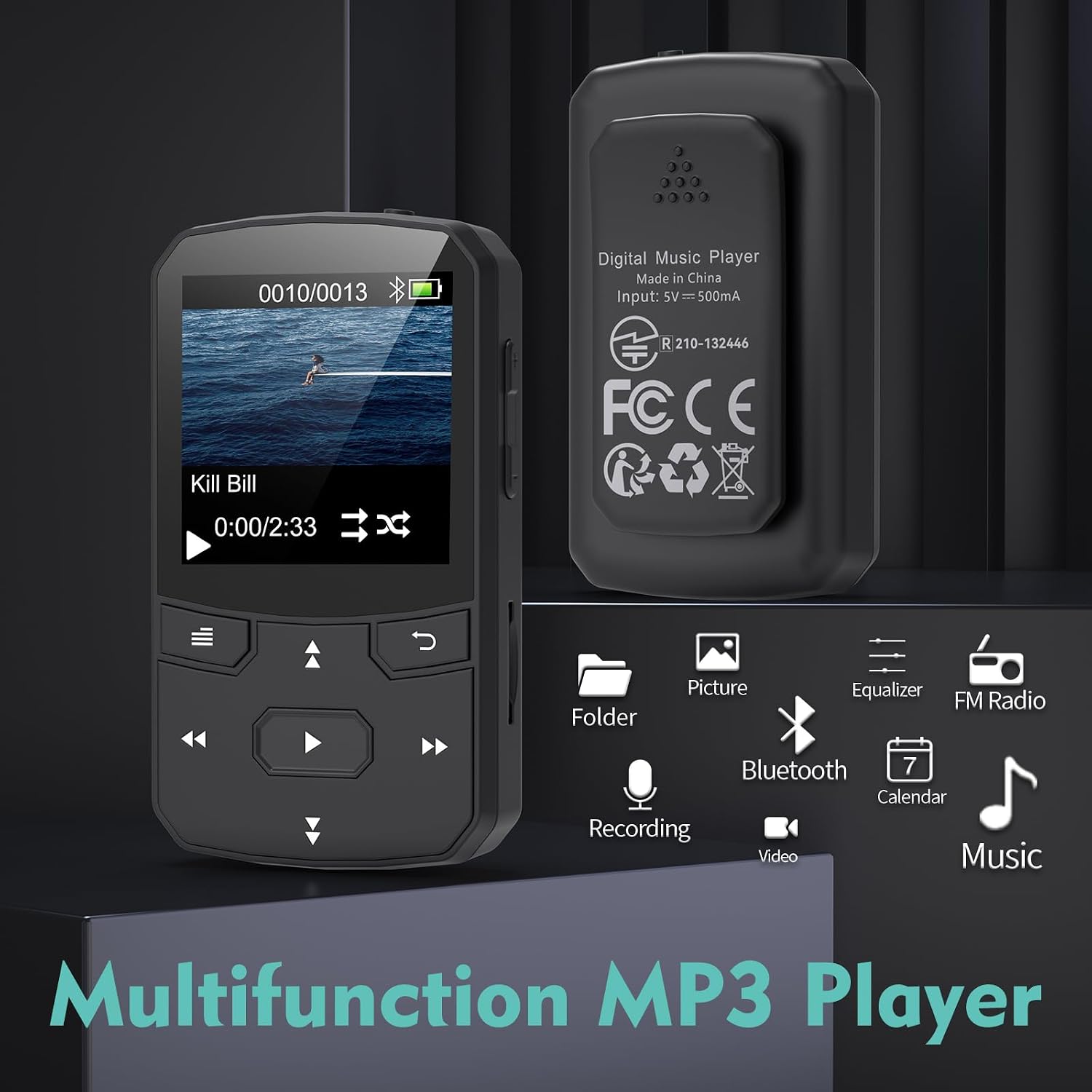 RUIZU 64GB Clip MP3 Player with Bluetooth 5.3, Lightweight 1 oz | Portable Music Player for Sports Running, Physical Buttons, FM Radio, Voice Recorder, Sleep Timer, Up to 128GB microSD Card
