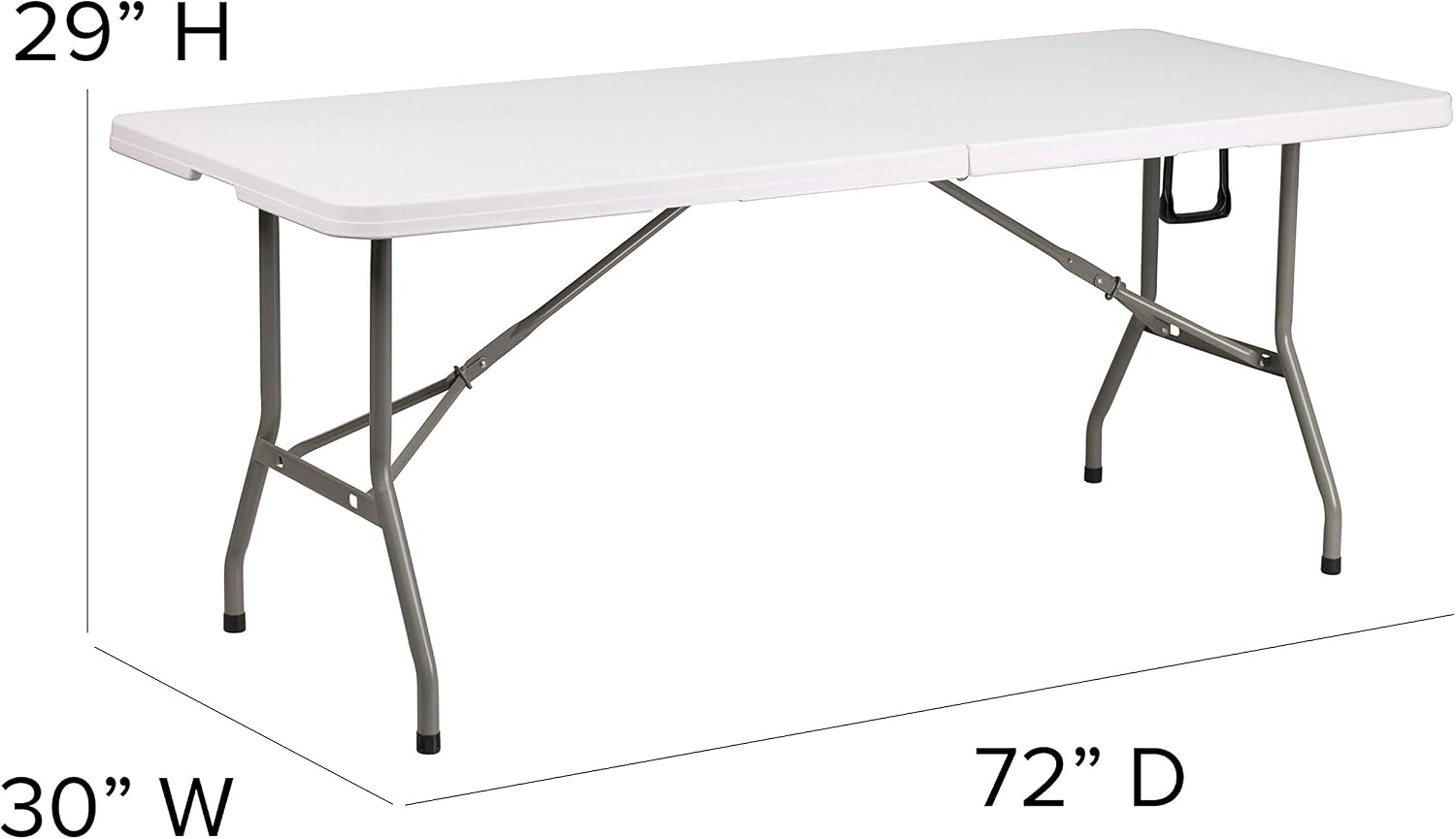 Flash Furniture 5-Foot Bi-Fold Granite White Plastic Folding Table | Lightweight, Easy Storage, Commercial Grade, Carrying Handle