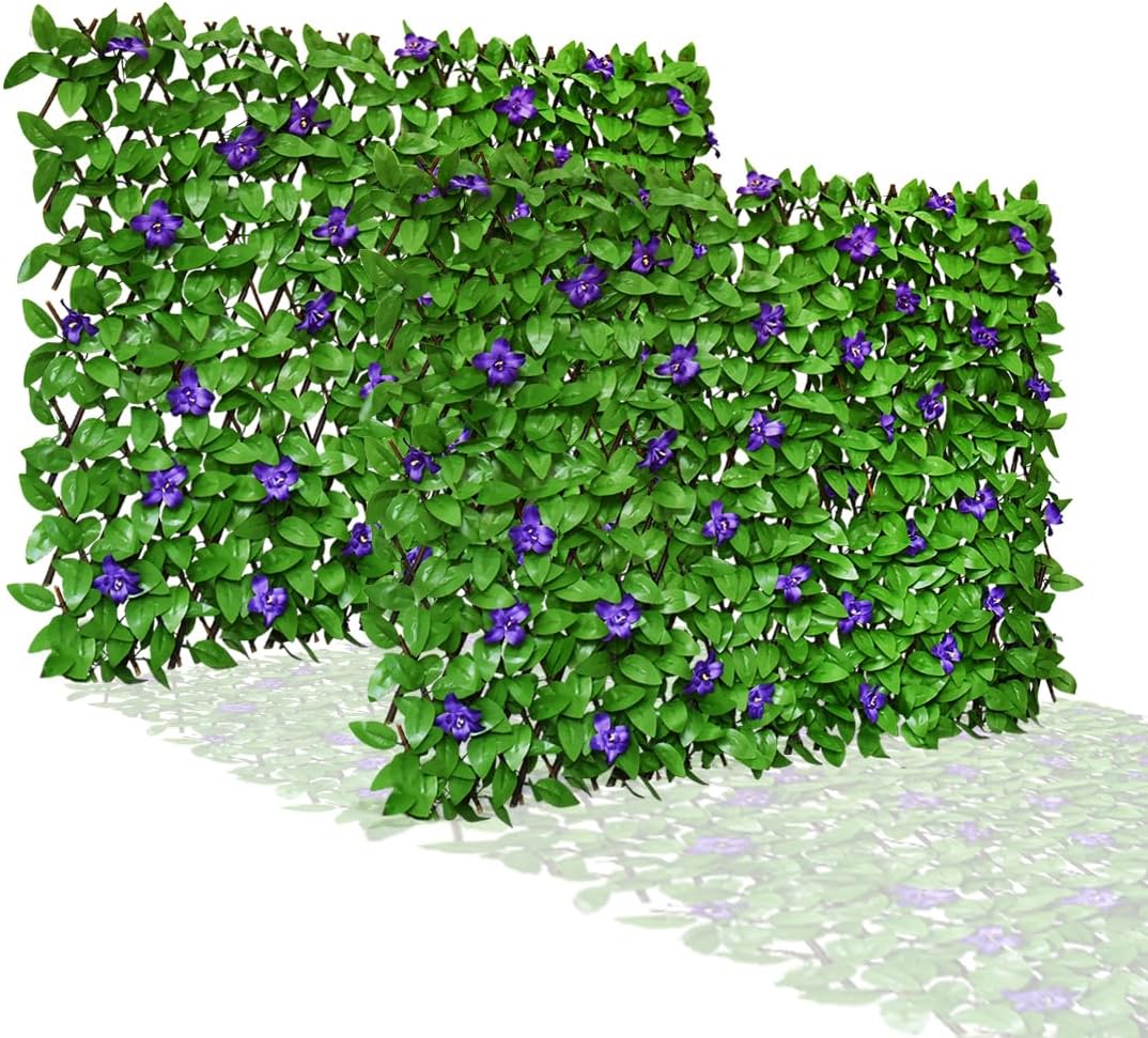 Expandable Fence Privacy Screen for Balcony Patio Outdoor,Decorative Faux Ivy Fencing Panel,Artificial Hedges (Single Sided Leaves)……