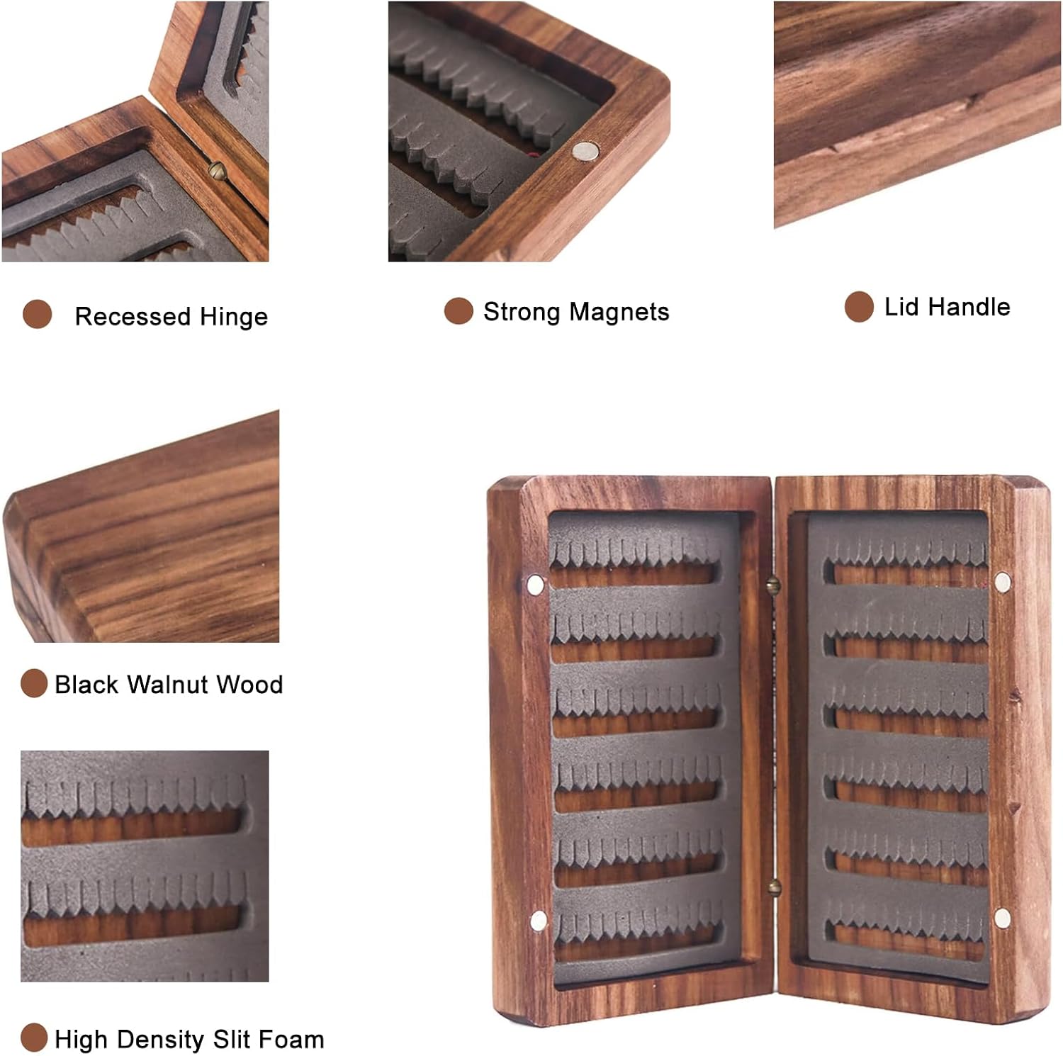 M MAXIMUMCATCH Maxcatch Black Walnut Wooden Fly Box Hand Made Premium Fishing Tackle Box
