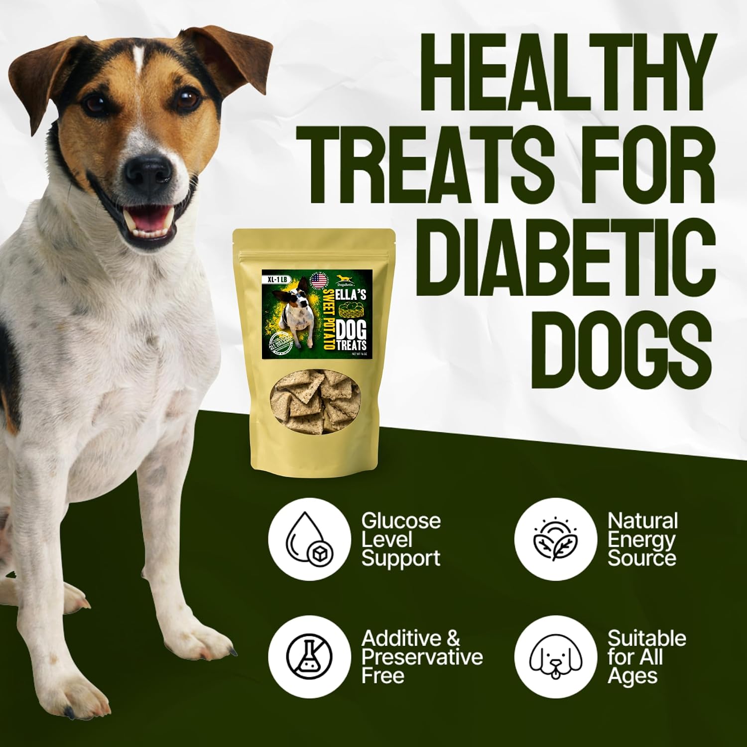 Ella's Diabetic Dog Treats Chicken (8oz) - Low Glycemic Ingredients - Vet Approved - Made in USA by Owners of Diabetic Dogs - Developed to Help Keep Glucose Levels Stable