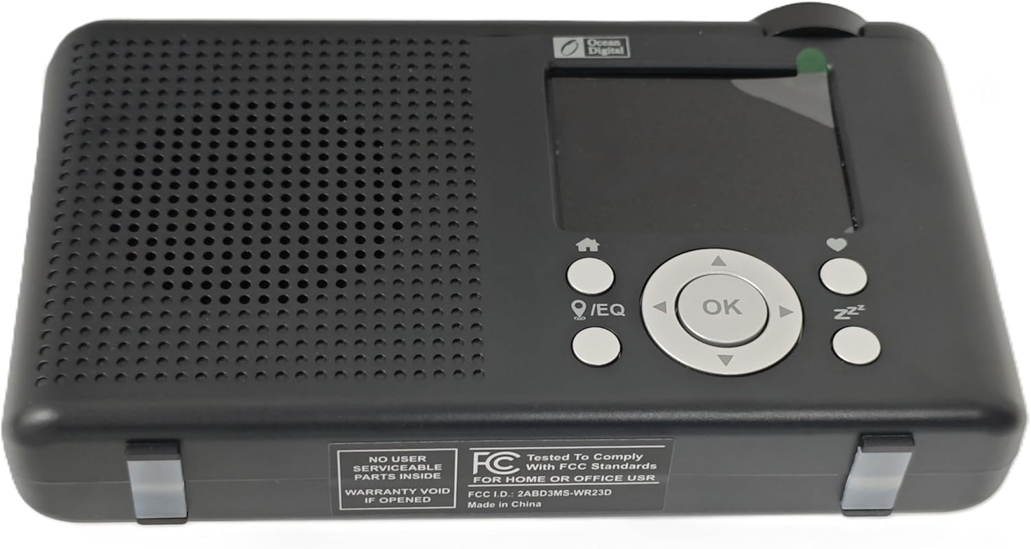 Ocean Digital WR-23F Portable FM Internet Radio 2.4” Color LCD Built-in Battery Wi-Fi Bluetooth (Black)