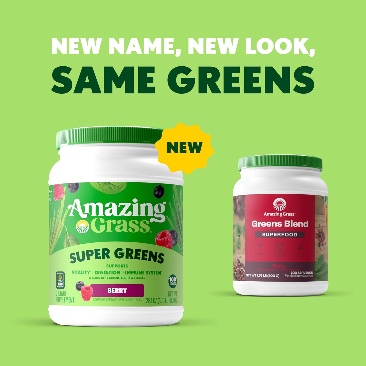 Amazing Grass Super Greens Powder Original, 60 Servings, 16.9 oz | Organic Greens Superfood Powder with Spirulina, Beet Root, Probiotics & Digestive Enzymes to Support Digestion