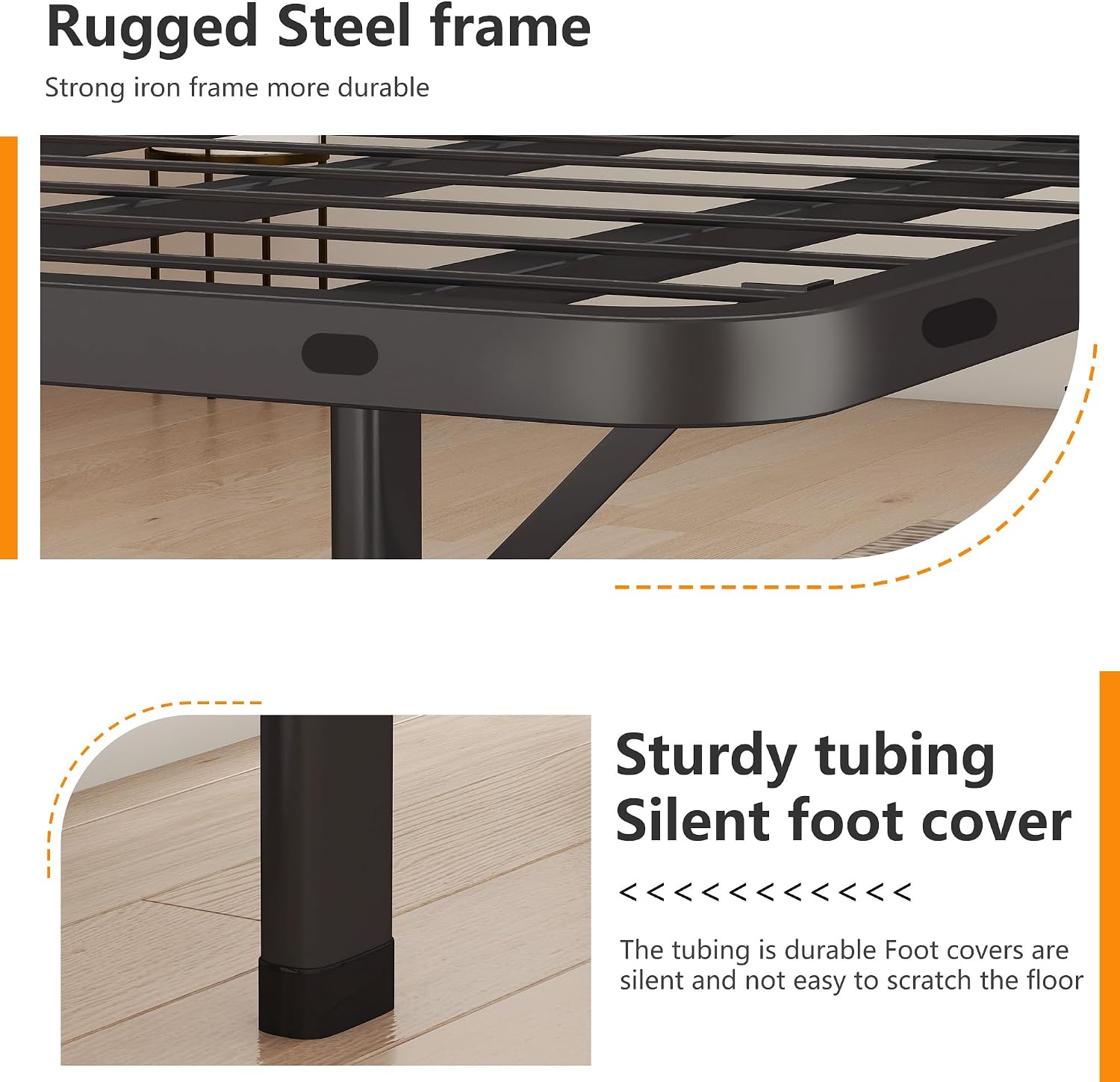 BestMassage | Twin Bed Frame | Metal | Heavy Duty Steel Slats with 6 Legs | Foldable | Sturdy, No Box Spring Needed | Easy to Assemble with Under-Bed Storage | Furniture for Home, Dorms