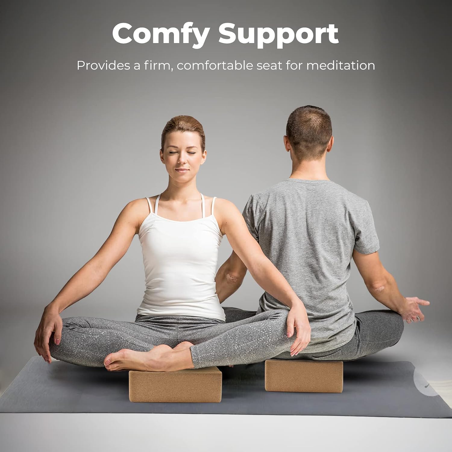 Cork Yoga Blocks 2 Pack Set -Natural Cork from Portugal, 9"x6"x4" Yoga Blocks Non-Slip&Anti-Tilt for Women| Men, Lightweight