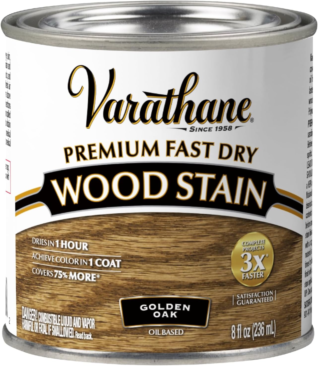 Varathane Premium Fast Dry Weathered Gray Wood Stain | Oil-Based, 1 Coat Color, 1 Hour Dry Time, Interior Wood Stain, Furniture, Cabinets, Doors, Covers Up to 275 Sq Ft, Quart