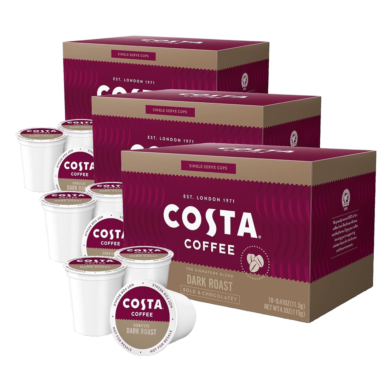 Costa Coffee Pods Medium Roast, Signature Blend, 10 Count