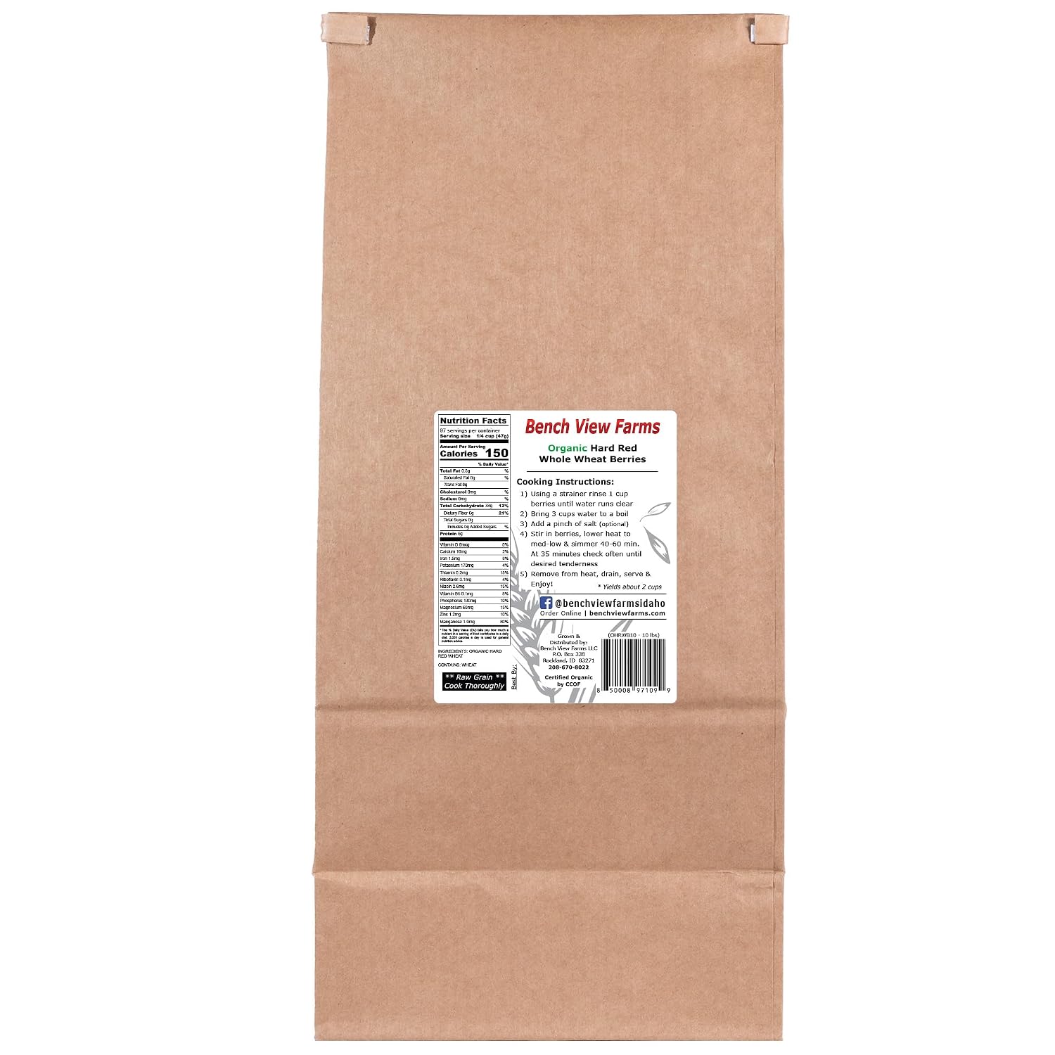 Organic Hard Red Wheat Berries - 3lbs