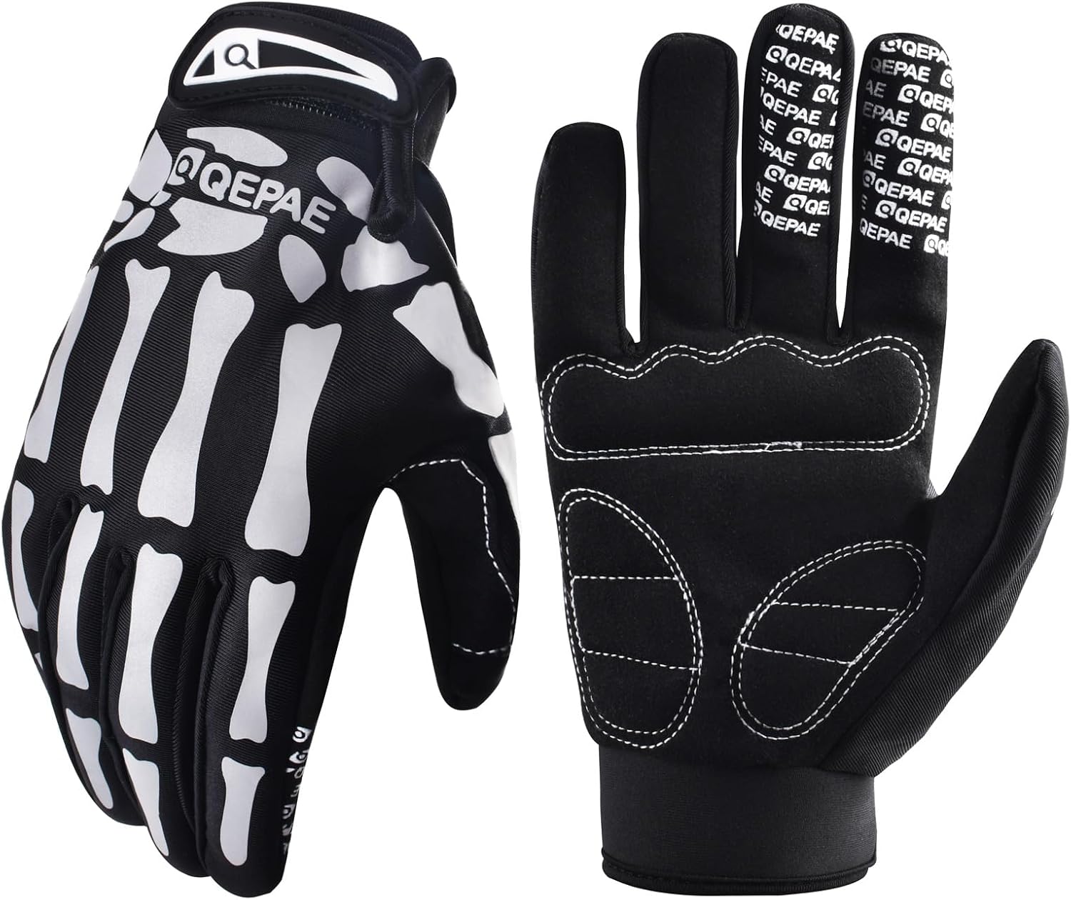 Azarxis Skeleton Gloves Adjustable Lightweight Racing Skull Sports Work Bone Gloves Anti-Slip Breathable for Men & Women Motorcycle, Cycling, Biking