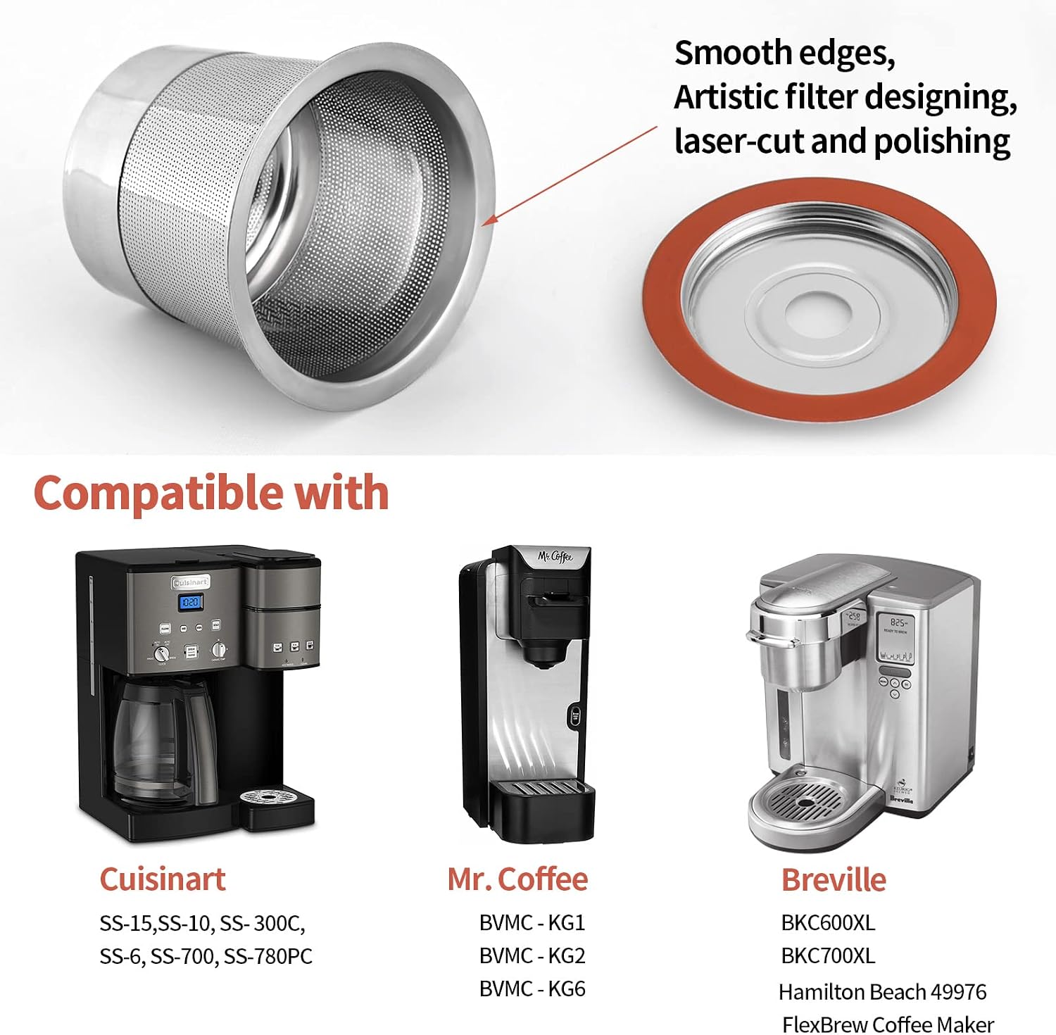SUS304 Reusable Refillable K Cup Pod Filters, Fits Keurig 1.0 & 2.0 Brewers