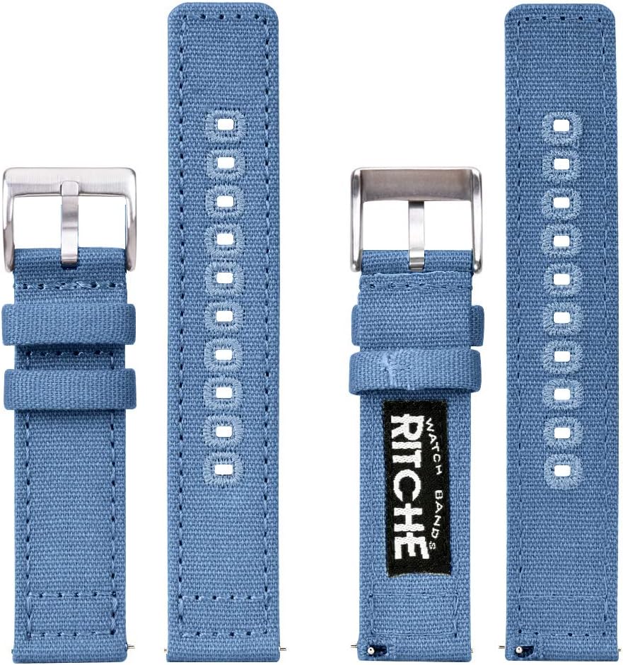 Ritche Christmas Gift Canvas Vintage Quick Release Watch Band 18mm 20mm 22mm 24mm Replacement Watch Straps for Men Women, White Elephant Gifts, Stocking Stuffers for Men, Father's Day gifts