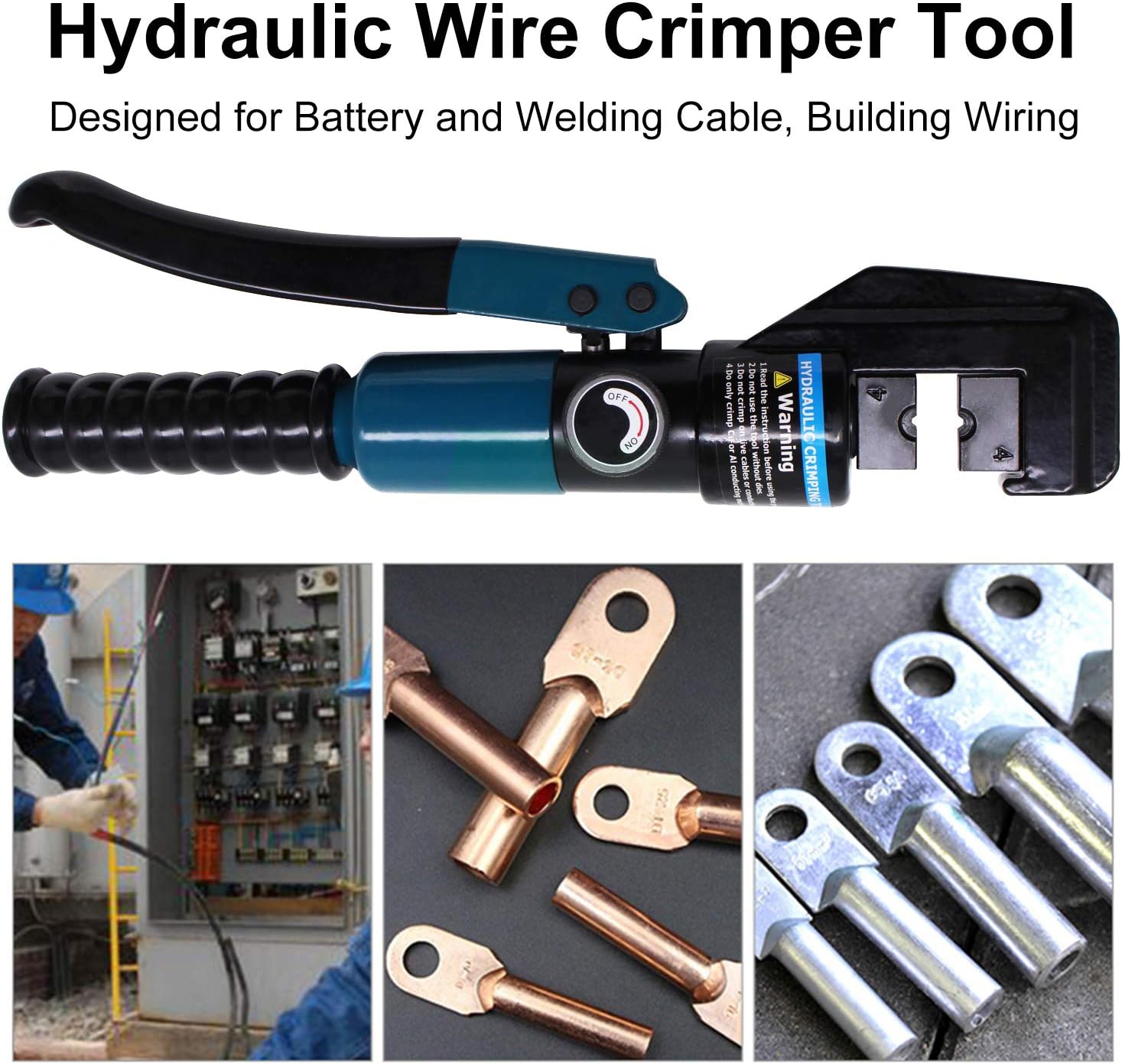 BLIKA 10 Ton Hydraulic Crimping Tool and Cable Cutter, Hydraulic Wire Battery Cable Lug Terminal Crimper Crimping Tool with 11 Dies