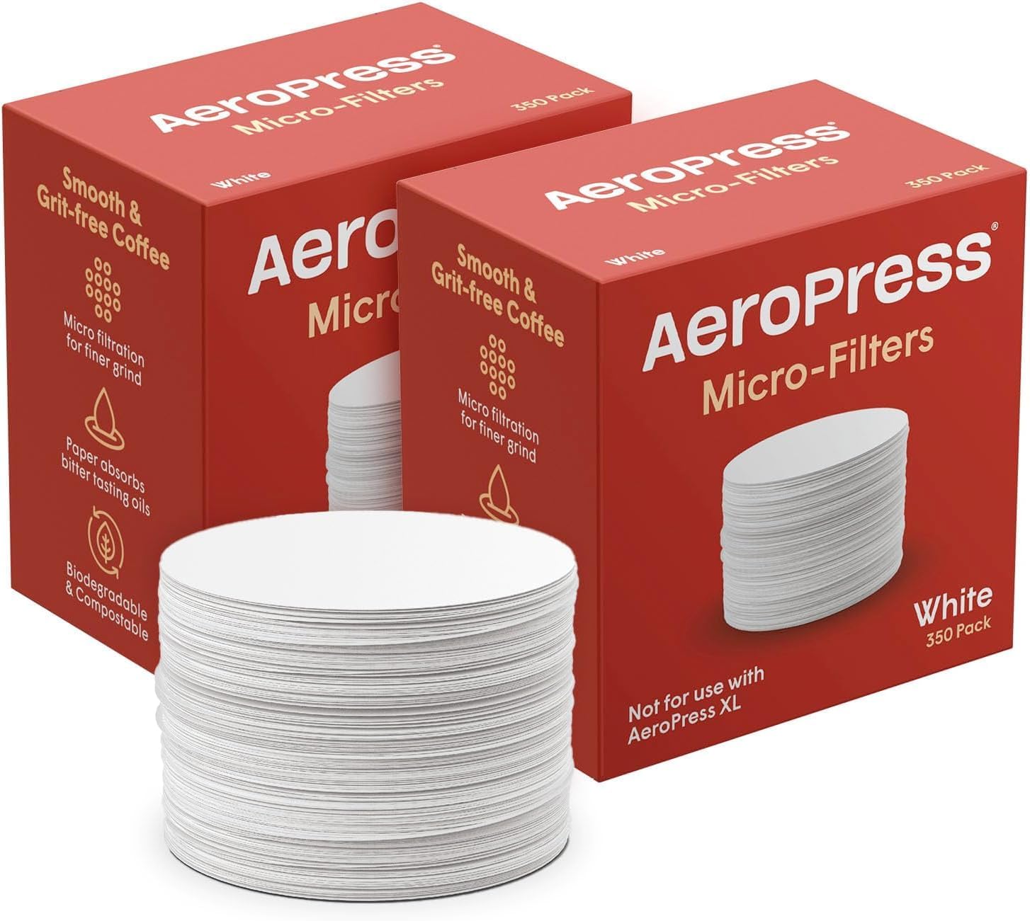 AeroPress White Paper Micro-Filters, 2 pack, 700 Count Count | Compostable Coffee Filters Made From White, Chlorine-Free Paper