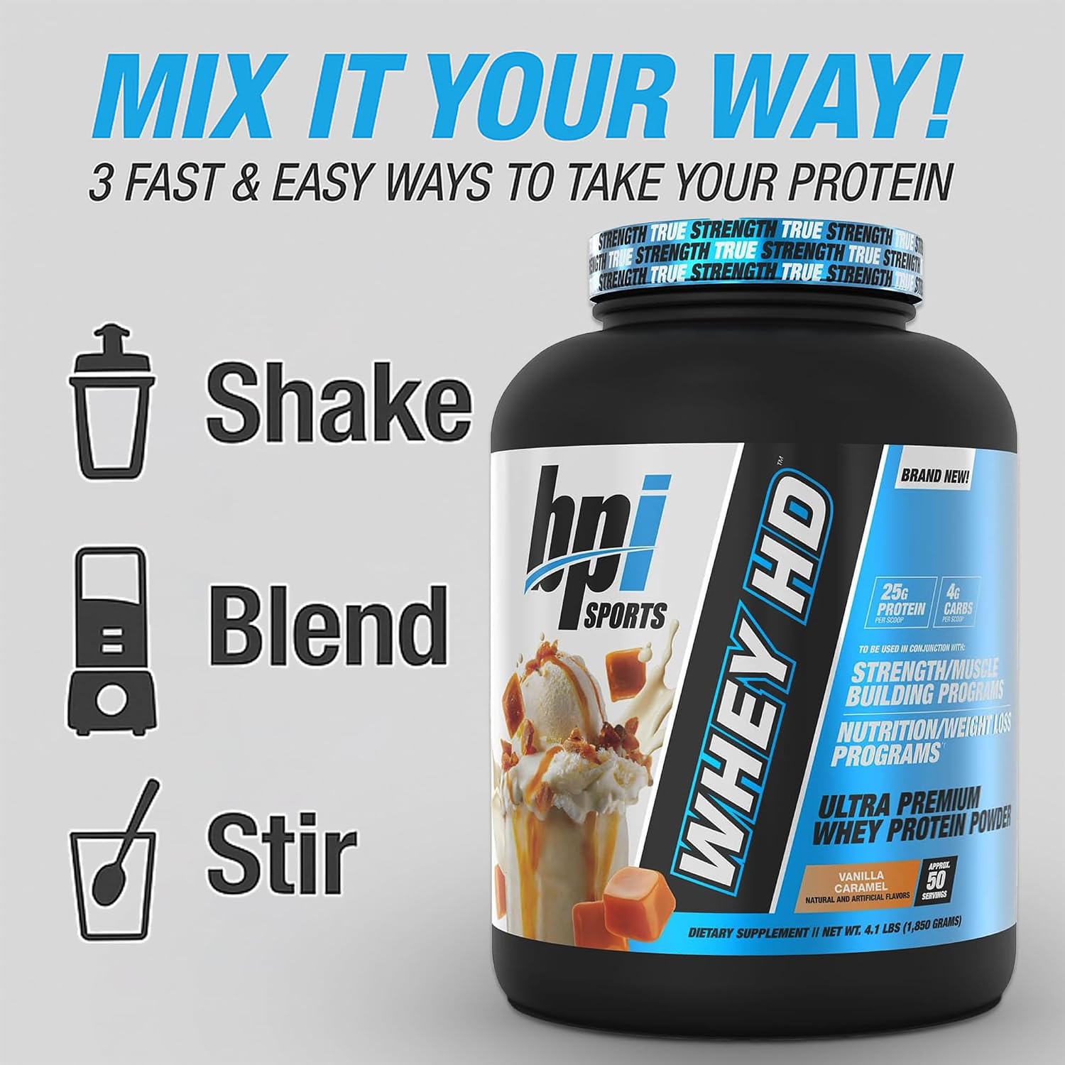 BPI Sports Whey HD Ultra Premium Protein Powder Isolate | Workout Whey Protein Powder For Men & Women for Muscle Gain | Milk Protein Concentrates | Chocolate Cookie/ Vanilla Caramel, 4.07 Pound