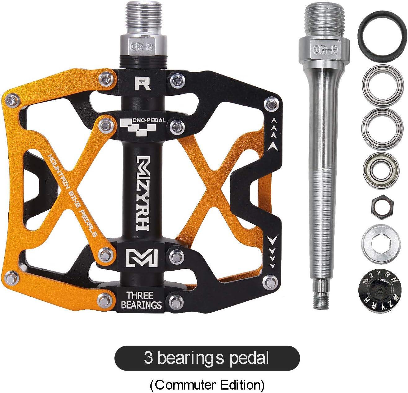 MZYRH Mountain Bike Pedals, Ultra Strong Colorful CNC Machined 9/16" Cycling Sealed 3 Bearing Pedals