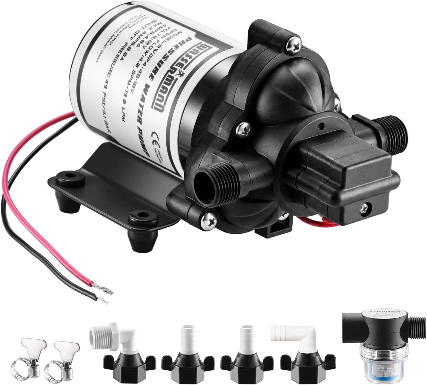 RV Water Pumps 115V AC Pressure Pump with Pressure Switch, Self-priming Water Pump 4.0GPM 45PSI, Fresh Water Pump for RV, Kitchen Barthroom Camping Marine Yacht Garden Diaphragm Pump115volt