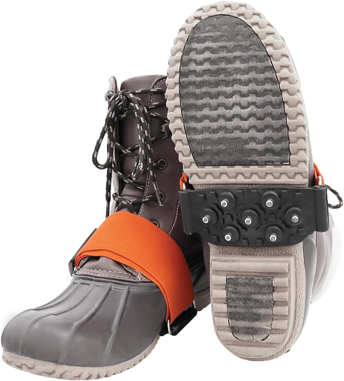 GGS Ice Cleats for Shoes & Boots – Non-Slip, Mid-Sole Spikes with Adjustable Strap for Traction in Snow and Ice, Winter Hiking, Fishing, Walking
