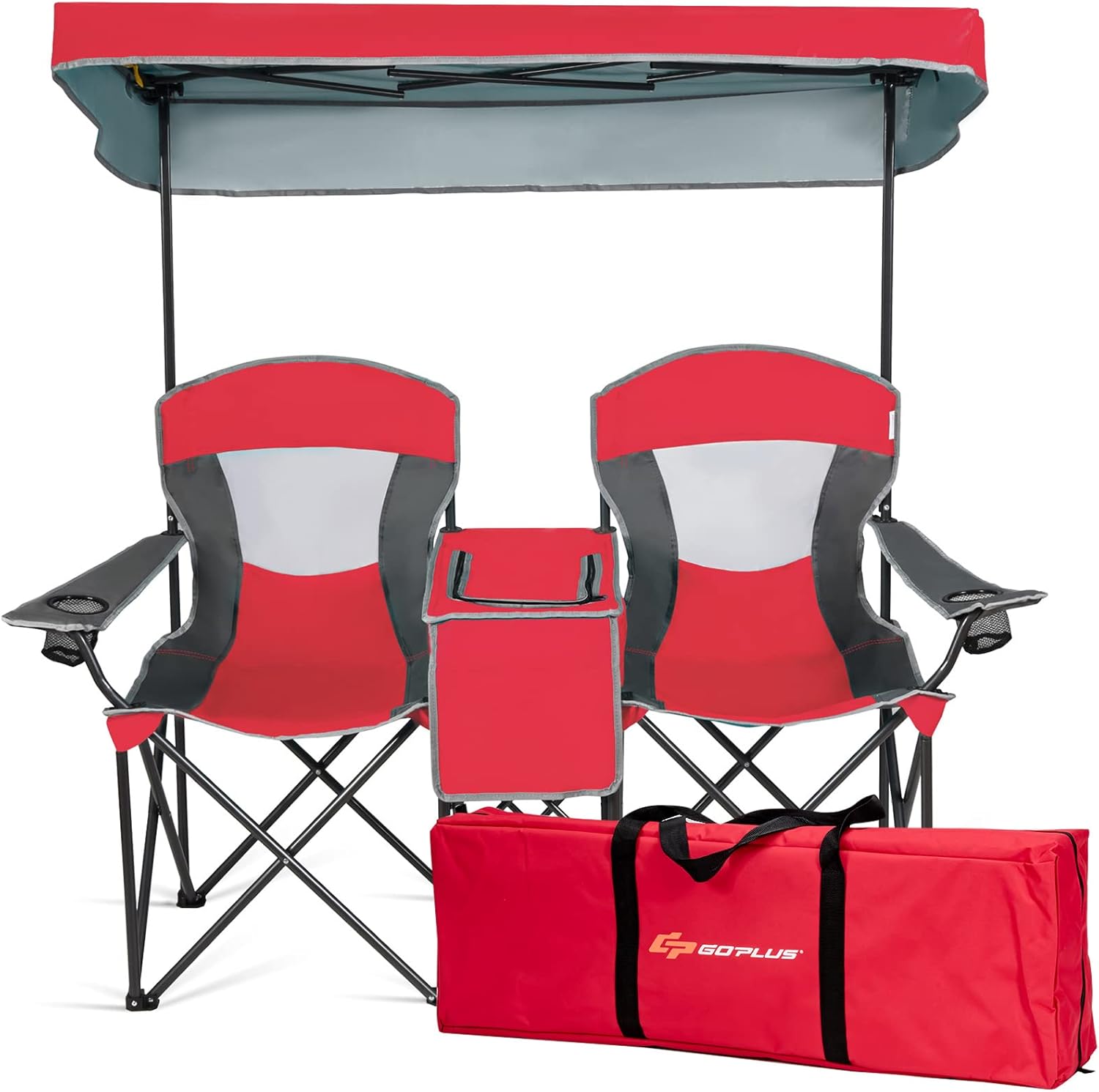Goplus Double Beach Chair with Canopy Shade