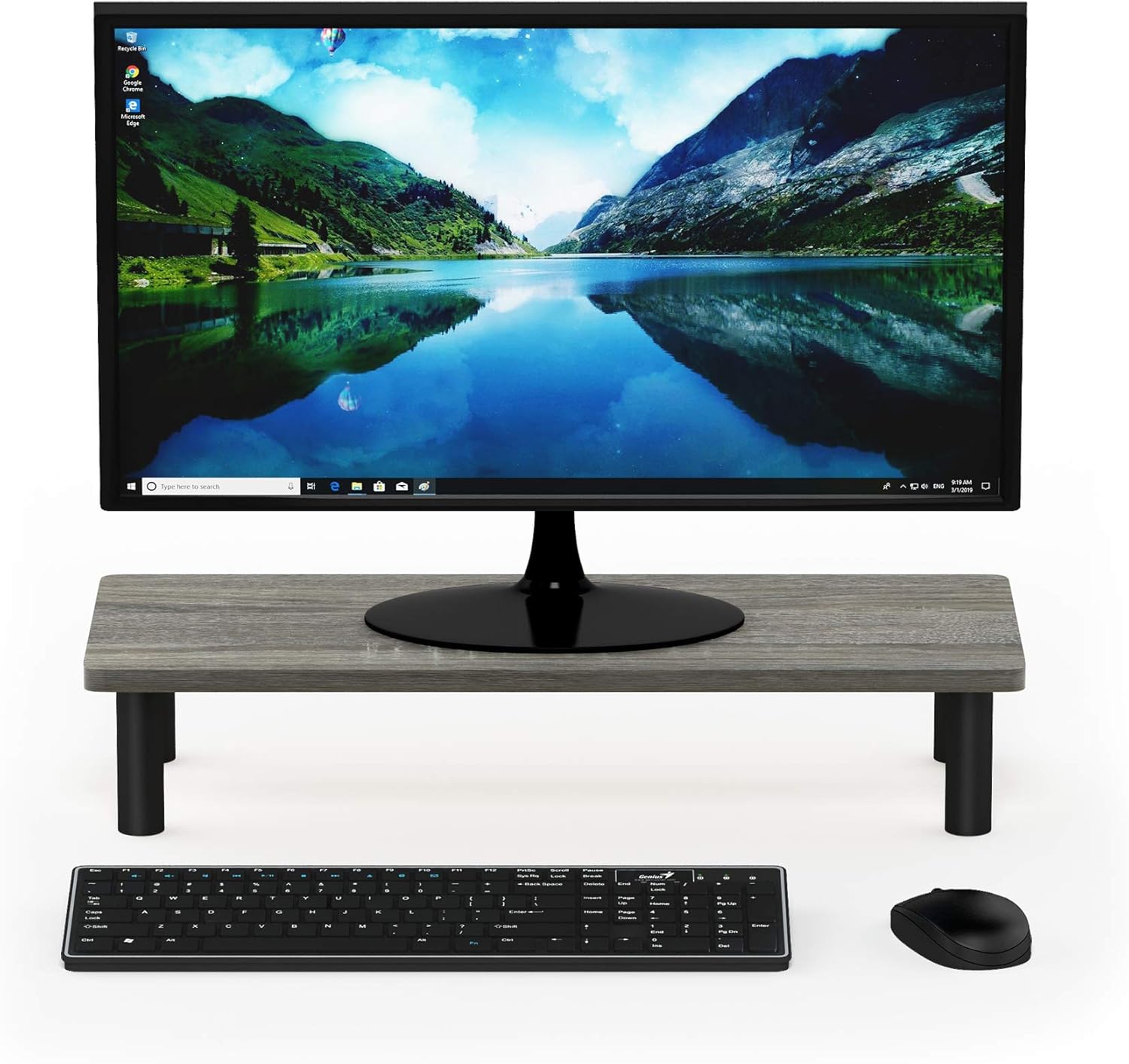 FURINNO Turn-N-Tube Monitor Stand, French Oak Grey/Black