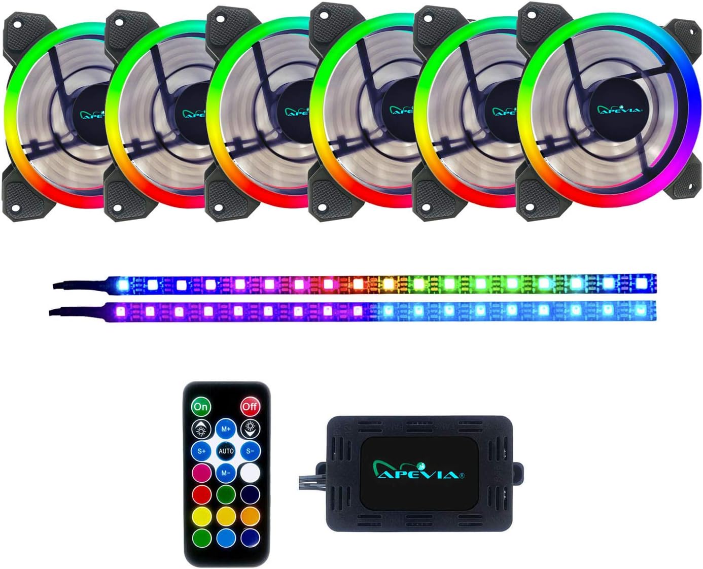 Apevia ST4-RGB Spectra 120mm Silent RGB Fan 4-Pack with Remote Control