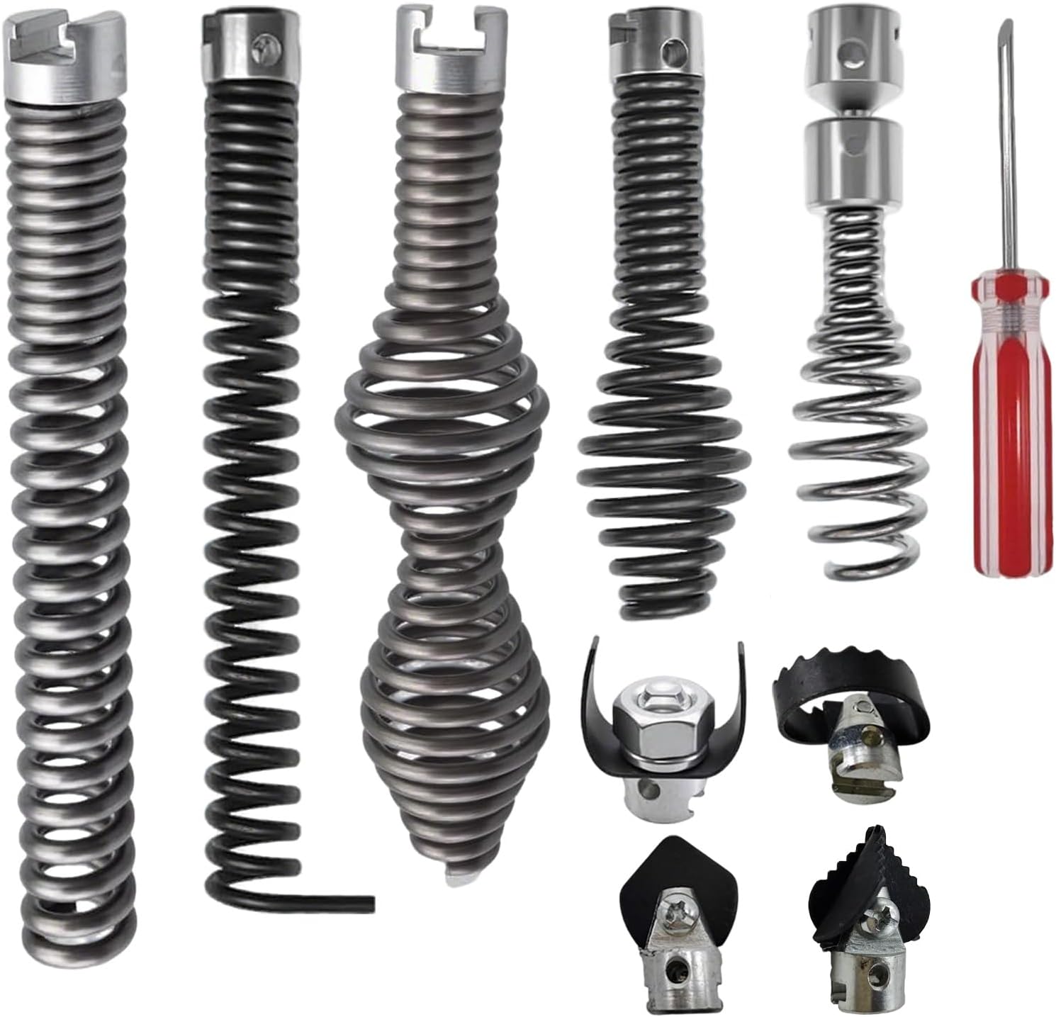 10 Pcs Drain Snake Drill Attachment, Cutter and Auger Set, Compatible with RIDGID K-400 C-4 C-6 C-7 C-8 and C-9 Drain Cleaning Machine