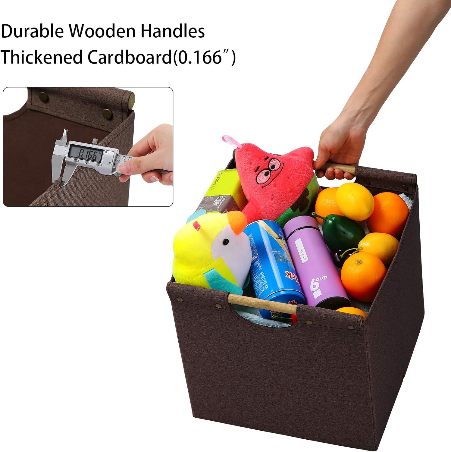 HOONEX Collapsible Storage Bins, 13x13x13 Inches Storage Cubes Linen Fabric, 3 Pack
