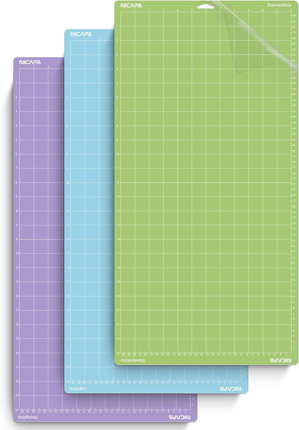 12x12 inch Standard Grip Cutting Mat for Cricut Maker 3/Maker/Explore 3/Air 2/Air/One (3 Pack) Standard Adhesive Sticky Green Quilting Replacement Cut Mats