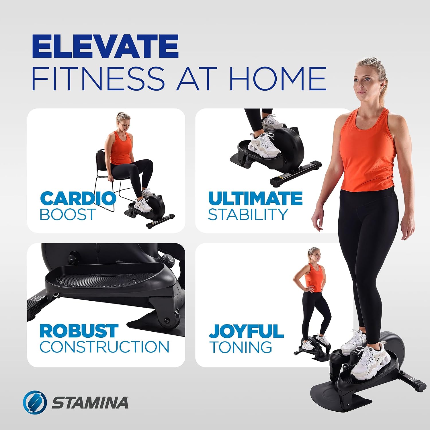 Stamina Inmotion Compact Strider Foot Exercise Machine - Under Desk Elliptical - Standing or Seated Elliptical Fitness Equipment