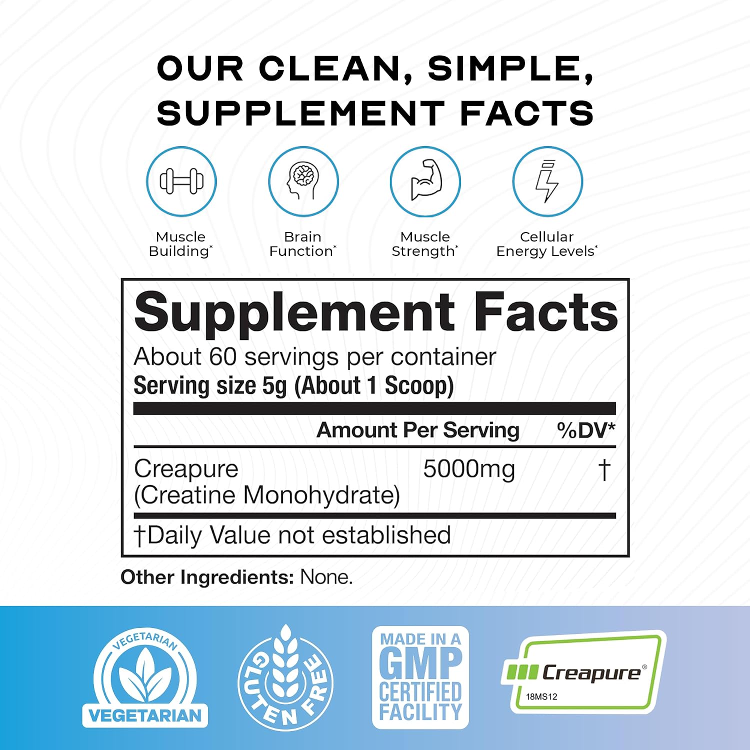 Muscle Feast Creapure Creatine Monohydrate Powder, Unflavored (300g) | Vegan, Non-GMO, Keto Friendly Mass Gainer, Muscle Recovery Supplement & Trusted Creatine for Muscle Growth, Creatine Powder