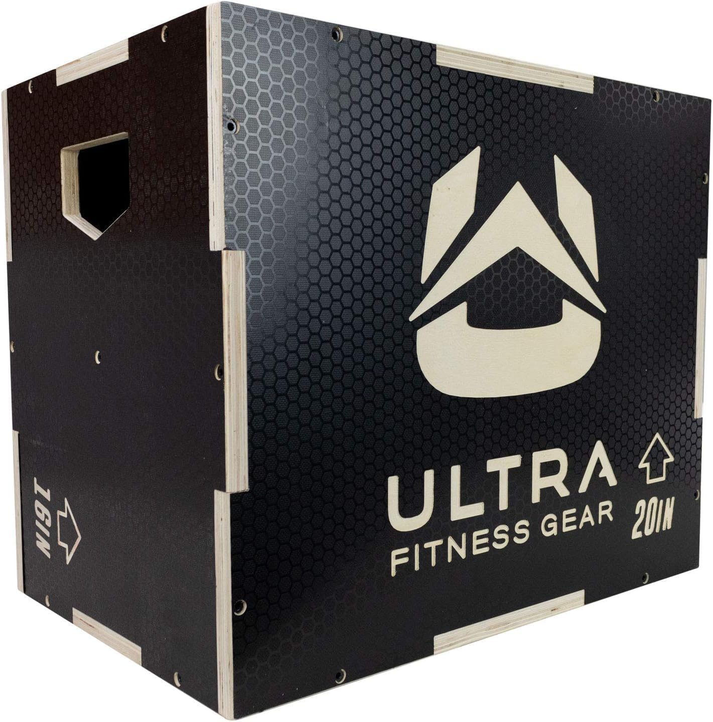 Wooden Plyo Box, 31 Plyometric Jump Training Squat, Step Up, Jumps & More Workout Size S, M, L, XL, Home Gym Exercise Equipment (Black Anti-Slip, Small 16/14/12)