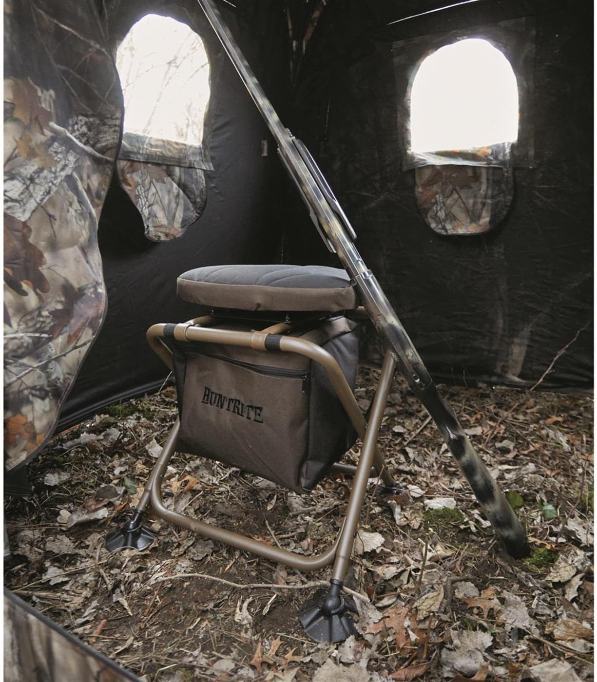 Guide Gear HuntRite Deluxe 4-Panel Spring Steel Hunting Blind; 2 Person Ground Tent for Deer and Turkey Season