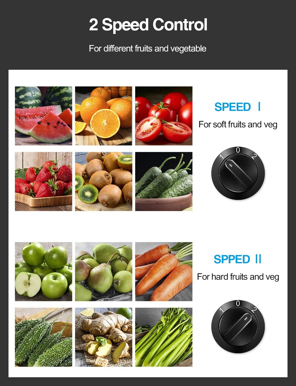 QCen Juicer Machine 500W Centrifugal Juicer with Extra Wide Feed Chute
