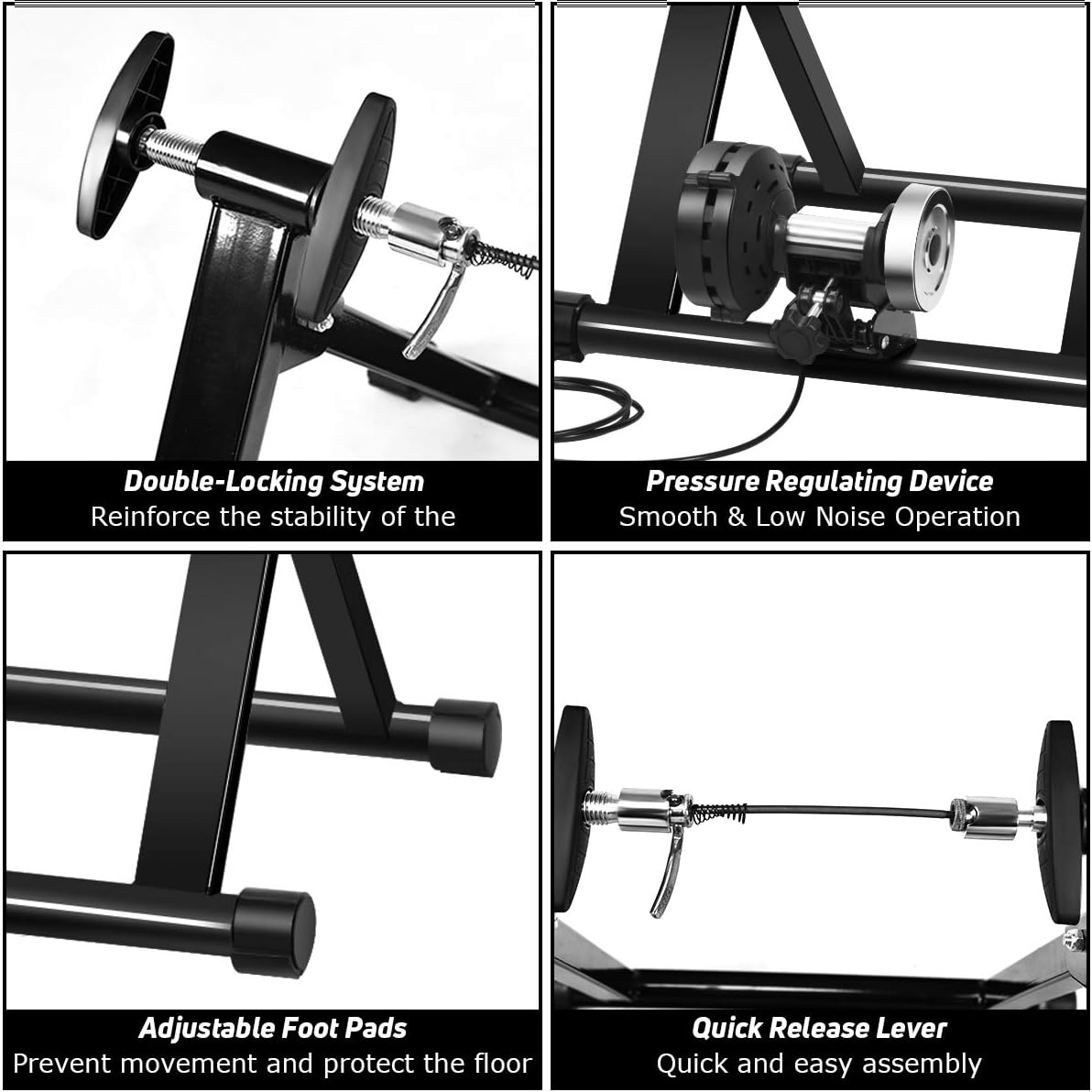 Goplus Bike Trainers for Indoor Riding, Folding Stationary Bike Stand with Magnetic Flywheel for Bicycle Cycling Training