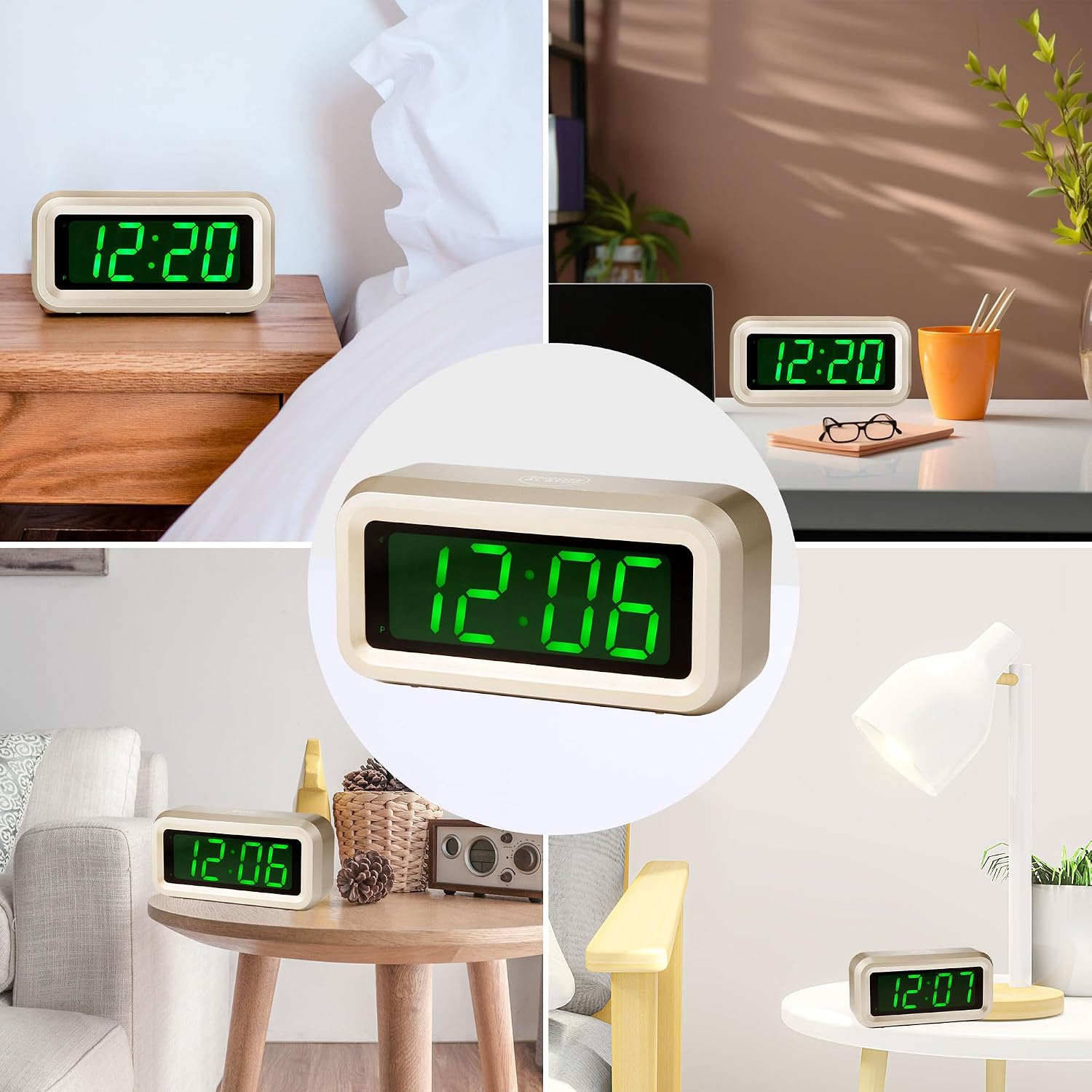 Digital Alarm Clock Battery Operated with LED Display for Bedrooms, Long Battery Life for 12 Months, 3 Brightness Adjustable, 12/24 Hour, Snooze, Black Case with Red Digits