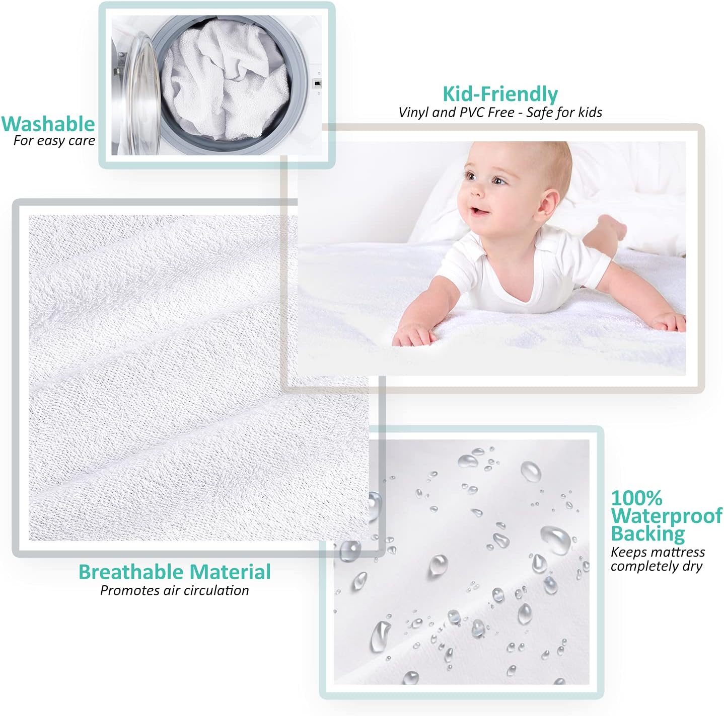 Nestl Premium Cotton Terry Mattress Protector – Soft and Waterproof Full 14 Inch Deep Pocket Mattress Protector – Breathable & Noiseless Cover
