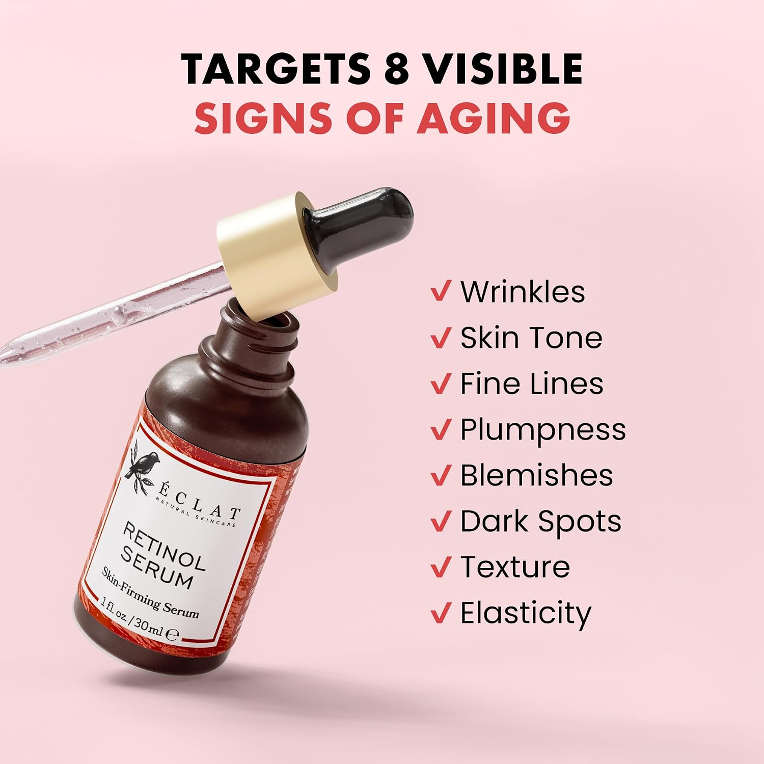 Eclat Skincare Vitamin C Serum - Skin Care for Dark Spots, Vitamin C Serum for Face with Hyaluronic Acid, Ferulic Acid, & Vit E - Anti Aging and Skin Brightening Vit C Formula for Face Care 1 Fl Oz