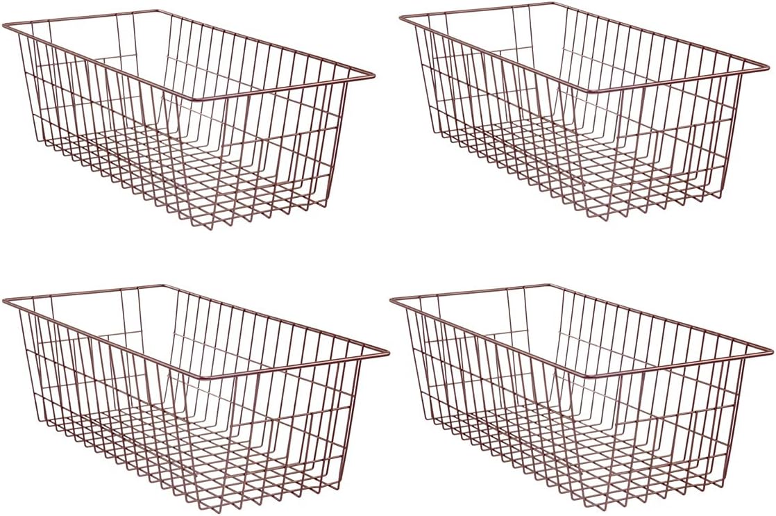 SANNO 15.7" Freezer Baskets Wire Storage Baskets Bin Organizer Food, Kitchen, Basket Organizers Bins for Home, Bathroom, Closet Organization, white