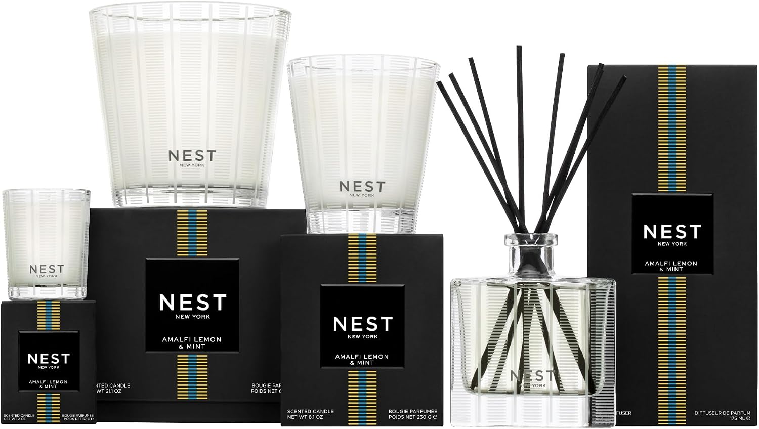 NEST New York Scented Classic Candle, Grapefruit - 8.1 oz - Up to 60-Hour Burn Time - Reusable Glass Vessel