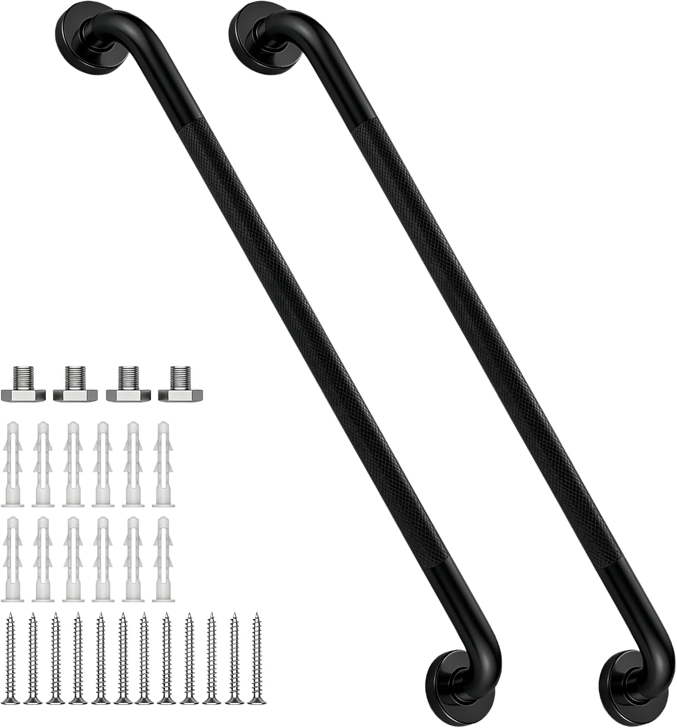 12 Inch Shower Grab Bar 1.25" Dia,Brushed Nickel Anti Slip Bathroom Grab Bar, 304 Stainless Steel Knurled Handicap Grab Bars, Safety Support Handrail,Bath Shower Handle for Elderly Injury Senior