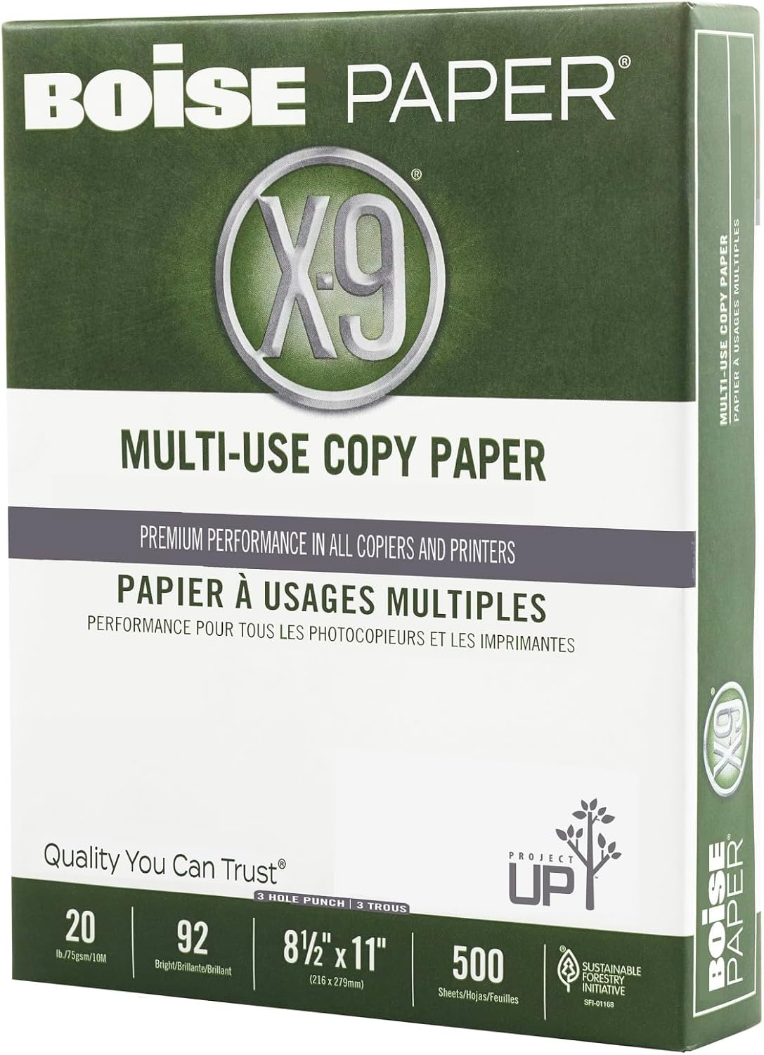 Boise X-9 Multi-Use Printer & Copy Paper, 5 Reams, White, Ledger (11in x 17in), 2500 Sheets Per Case, 20 Lb, 92 Brightness