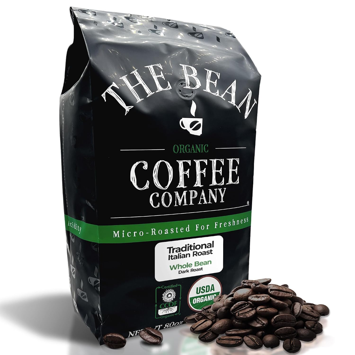 The Bean Organic Coffee Company Le Bean, Dark French Roast, Whole Coffee, 16-Ounce Bag