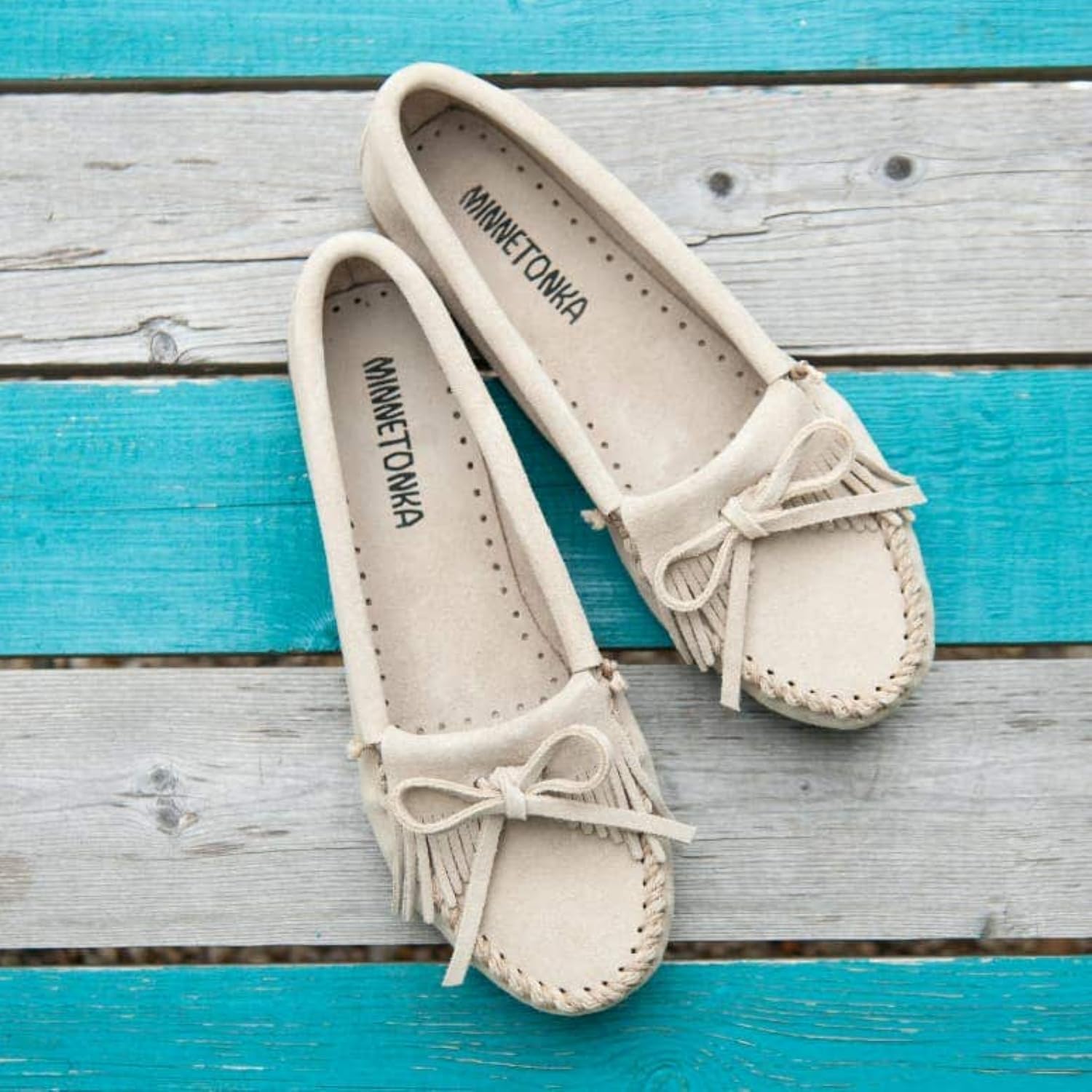 Minnetonka Women's Kilty Suede Hardsole Moccasin
