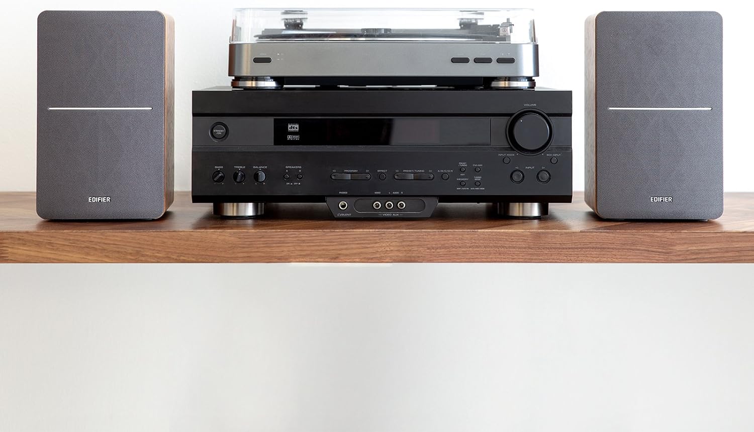 Edifier P12 Passive Bookshelf Speaker - 2-Way Speakers with Built-in Wall-Mount Bracket - Wood Color, Pair - Needs Amplifier or Receiver to Operate